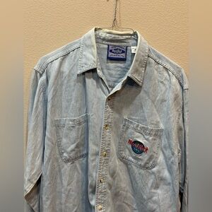 Vintage Hard Rock Cafe Denim Shirt Mens M Atlantic City Faded Y2K Retro
